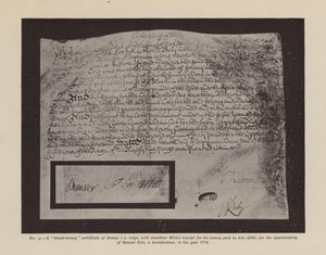Een "bloedgeld" certificaat van George I." (litho) door English School