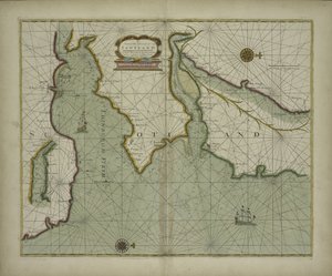 Een kaart van de oostkust van Schotland uit een zee-atlas met een hydrografische beschrijving van de meeste zee-kusten van de bekende delen van de wereld door Samuel Thornton, 1707 (handgekleurde print) door English School