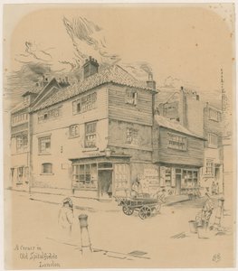 Een hoek in Oude Spitalfields, Londen door English School