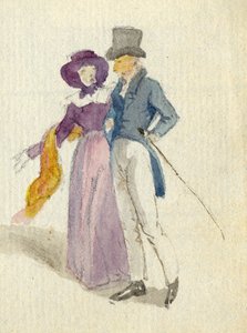Een stel wandelt, ca. 1825 door English School