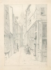 Een hof of doorgang nabij St Martins Kerk, Londen, juli 1828 door English School