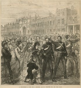 Een detachement van de Royal Artillery vertrekt vanuit Woolwich naar de Goudkust door English School