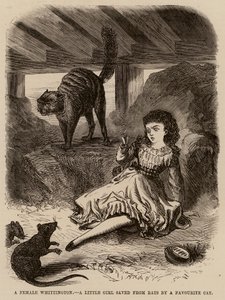 Een vrouwelijke Whittington, een klein meisje gered van ratten door een favoriete kat door English School