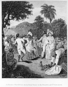 Een festival op het eiland St. Vincent, uit The History, Civil and Commercial, of the British Colonies in the West Indies door Bryan Edwards, gegraveerd door Philipp Audinet, herziene editie van 1794