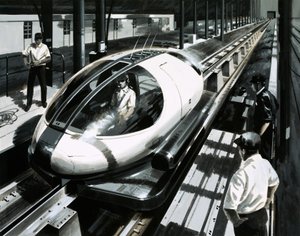 Een maglev testvoertuig in Japan door English School