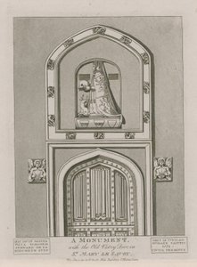 Een monument met de oude vestry deur in St Mary le Savoy door English School