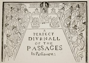 Een krantenkop, zeventiende eeuw, illustratie uit Hutchinsons Story of the British Nation, ca. 1923