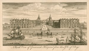 Een noordelijk uitzicht op Greenwich Hospital, Londen, vanaf het Isle of Dogs