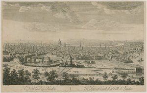 Een noordelijk uitzicht op Londen. Vanaf Pentonville Hill