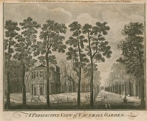 Een perspectivisch uitzicht op Vauxhall Garden, Londen door English School