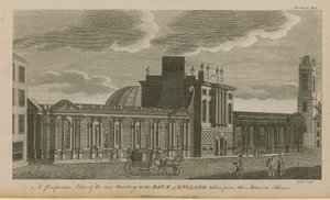 Een perspectief van het nieuwe gebouw van de Bank of England door English School