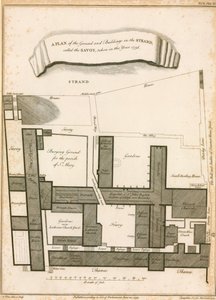 Een plan van de grond en gebouwen in de Strand genaamd de Savoy, genomen in het jaar 1736 door English School