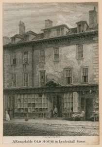 Een opmerkelijk oud huis in Leadenhall Street, Londen door English School