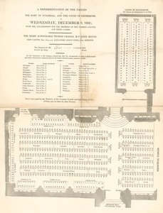 Een voorstelling van de tafels in de Guildhall, Londen, op 8 december 1852 door English School