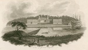 Een uitzicht op Greenwich Hospital, Londen door English School