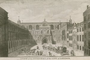 Een uitzicht op de Guildhall van de stad Londen
