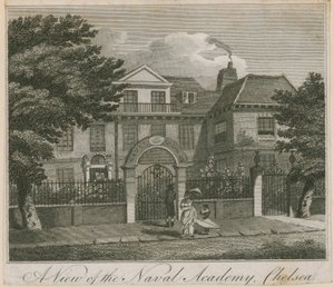 Een uitzicht op de Marine Academie in Chelsea