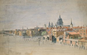Een uitzicht op de rivier de Theems, Londen door English School