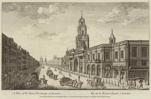 Een uitzicht op de Royal Exchange in Londen door English School