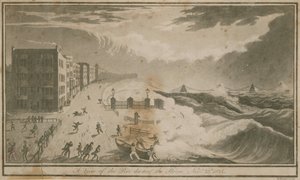 Uitzicht op de pier tijdens de storm in Brighton
