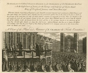 Een uitzicht op de plaats en wijze van de executie van koning Karel I door English School
