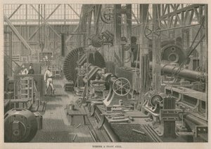 Een bezoek aan Penns Marine Engine Fabriek in Greenwich, Londen; Draaien van een krukas