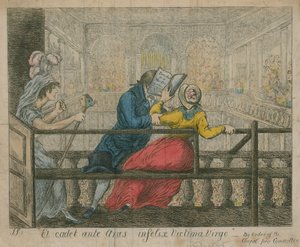 Een vrouw wordt uit de banken van de Foundling Hospital Chapel gezet
