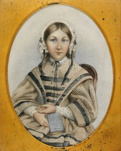 Een jonge Florence Nightingale in een ovaal frame (miniatuur) door English School