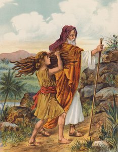 Abraham en Isaak op weg naar de berg Moria