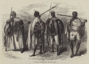 Abyssinische krijgers (gravure) door English School