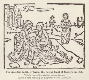Ongeluk van St. Lydwina, beschermheilige van schaatsers, in 1396