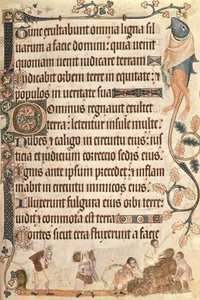 Koren schoven stapelen, uit de Luttrell Psalter, begonnen voor 1340 voor Sir Geoffrey Luttrell door English School