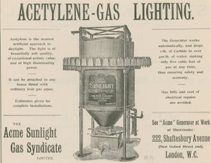 Advertentie voor Acetyleen-Gasverlichting