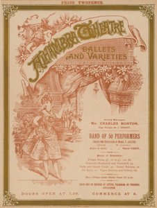 Advertentie voor Alhambra Theater, Leicester Square, Londen