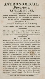 Advertentie voor Astronomisch Panorama, Saville House, Leicester Square, Londen
