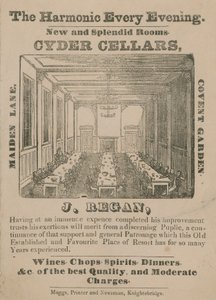 Advertentie voor Cyder Cellars, Maiden Lane, Covent Garden