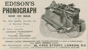 Advertentie voor Edisons Fonograaf