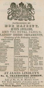 Advertentie voor James Lindleys, 3 Cranbourne Street, Leicester Square, Londen door English School