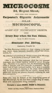 Advertentie voor Microcosm tentoonstelling op 24 Regent Street, Londen door English School