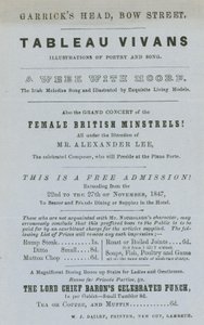 Advertentie voor Tableau Vivans, illustraties van poëzie en lied, Garricks Head, Bow Street, Londen
