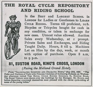 Advertentie voor The Royal Cycle Repository and Riding School