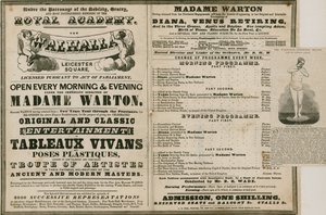 Advertentie voor The Walhalla, Leicester Square, onder leiding van Madame Warton door English School