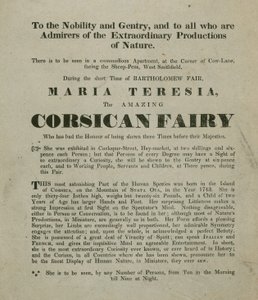 Advertentie voor een optreden van Madame Maria Teresia, de Corsicaanse Fee door English School