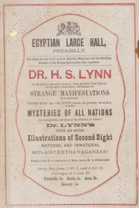 Advertentie voor optreden van Dr H S Lynn in de Egyptian Hall