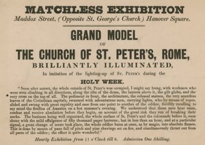 Advertentie voor de tentoonstelling van een model van de Kerk van St. Pieter, Rome door English School