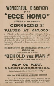 Advertentie voor de tentoonstelling van een replica van het schilderij Ecce Homo door Correggio (Antonio Allegri) door English School