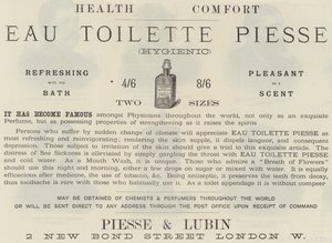 Advertentie, Eau Toilette Piesse door English School