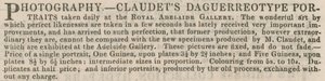 Advertentie voor Claudets Daguerreotype Portretten