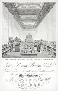 Advertentie voor John Thomas Brameld en Co, fabrikanten van porselein, glas, ijzersteen en aardewerk, Londen door English School