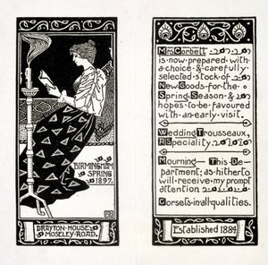 Advertentie voor Mrs Corbett in Drayton House, Birmingham, 1897 door English School